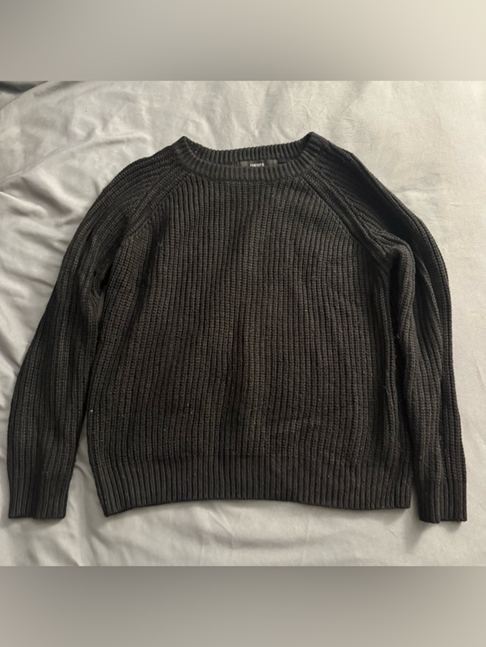 Forever 21 Black Ribbed Crewneck Sweater